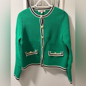 Like new Boden Emerald Cardigan with Navy Trim